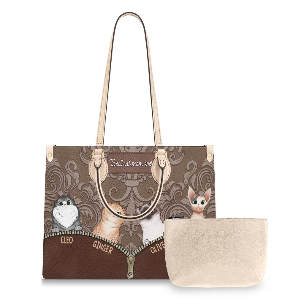 Meilleure maman de chien au monde - Cadeau pour maman, amoureuse des chiens et des chats - Sac à main en cuir personnalisé