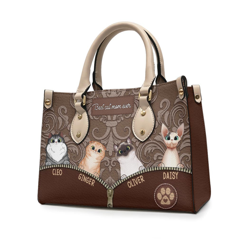 Meilleure maman de chien au monde - Cadeau pour maman, amoureuse des chiens et des chats - Sac à main en cuir personnalisé
