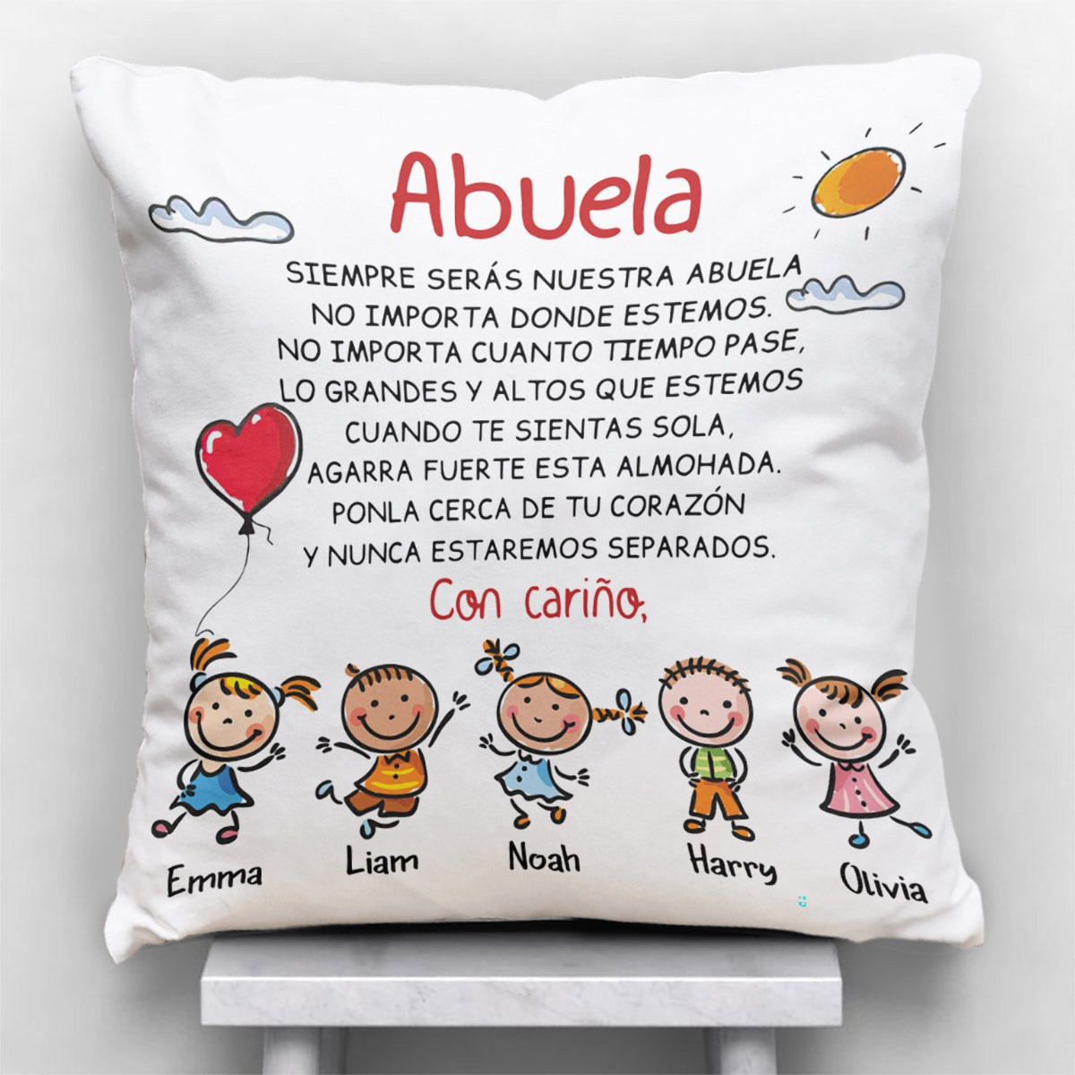 Grandma Spanish - Personalized Mother's Day Grandma Throw Pillow