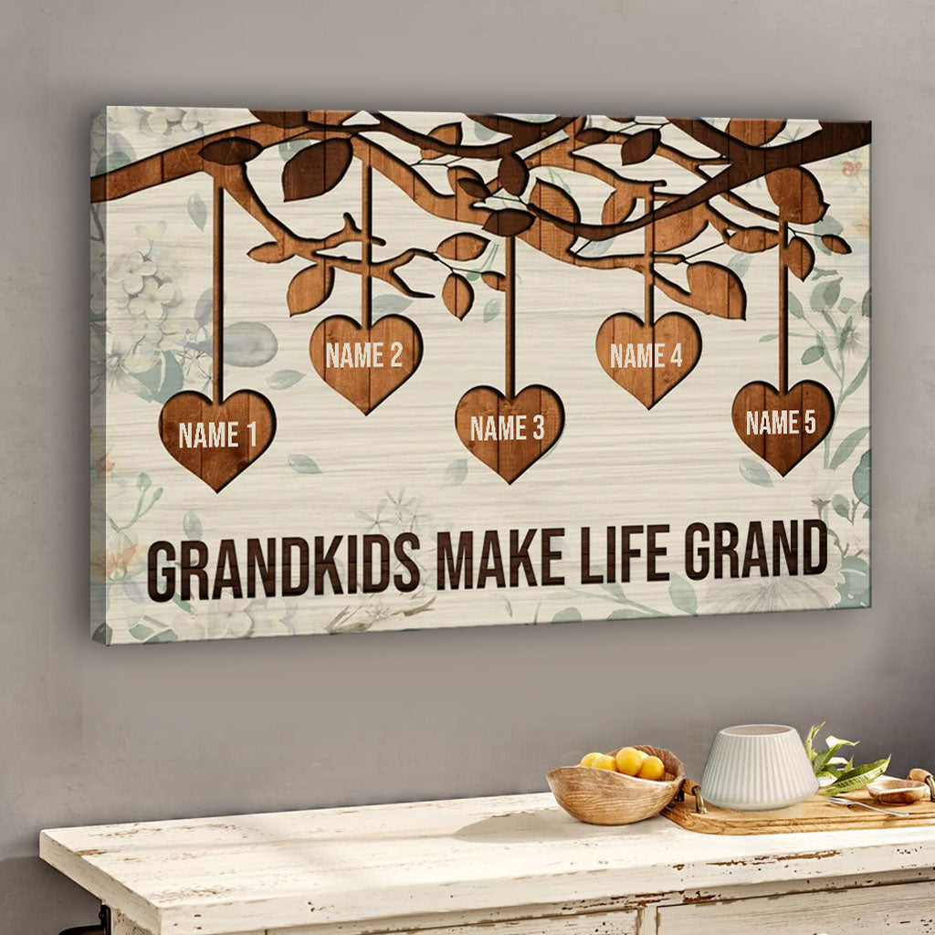Les petits-enfants embellissent la vie - Toile et affiche personnalisées pour la fête des mères.