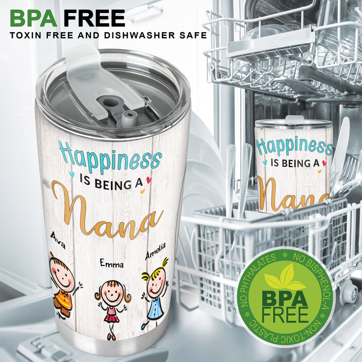 La vie est plus belle avec des petits-enfants - Gobelet isotherme personnalisé pour la fête des mères