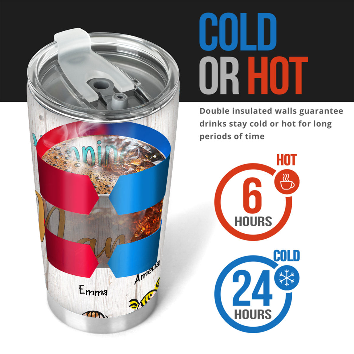 La vie est plus belle avec des petits-enfants - Gobelet isotherme personnalisé pour la fête des mères