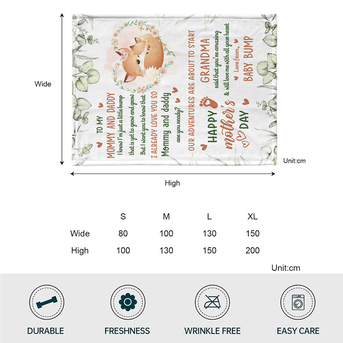 Couverture personnalisée pour la fête des mères - Avec tout mon amour, Baby Bump