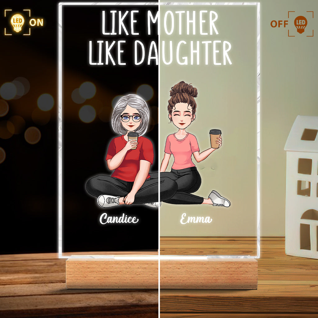 Telle mère, telle fille - Plaque lumineuse personnalisée en forme de mère pour la fête des mères