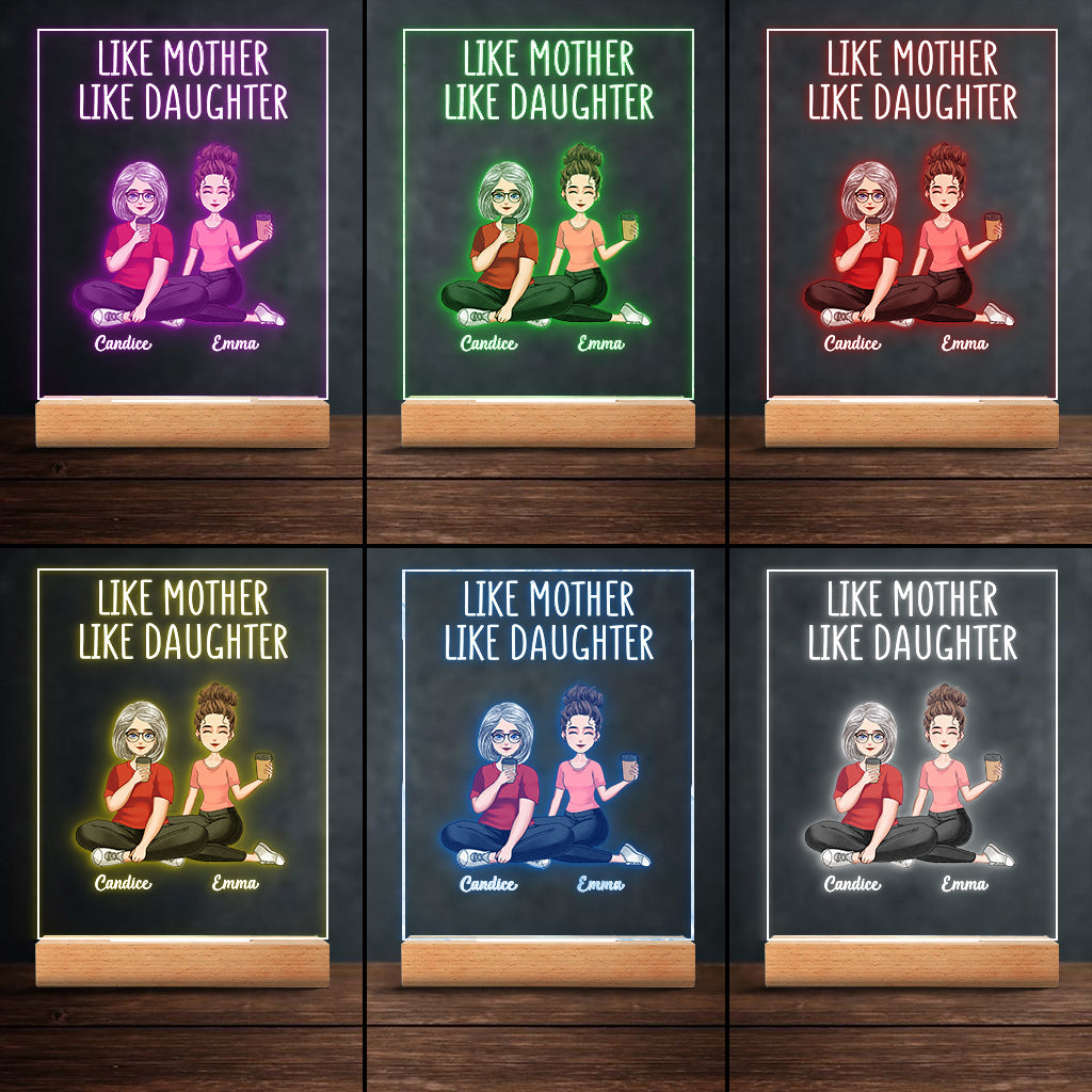 Telle mère, telle fille - Plaque lumineuse personnalisée en forme de mère pour la fête des mères