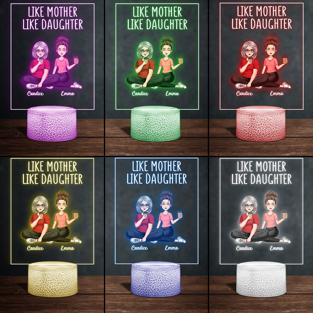 Telle mère, telle fille - Plaque lumineuse personnalisée en forme de mère pour la fête des mères