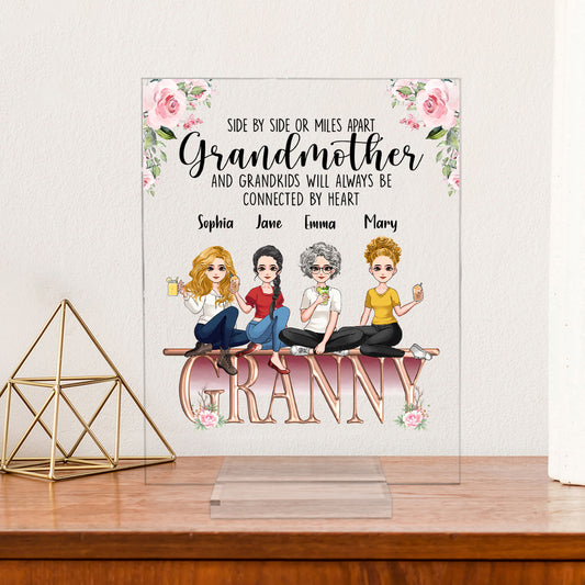 Grand-mère et petits-enfants - Plaque acrylique transparente personnalisée pour la fête des mères