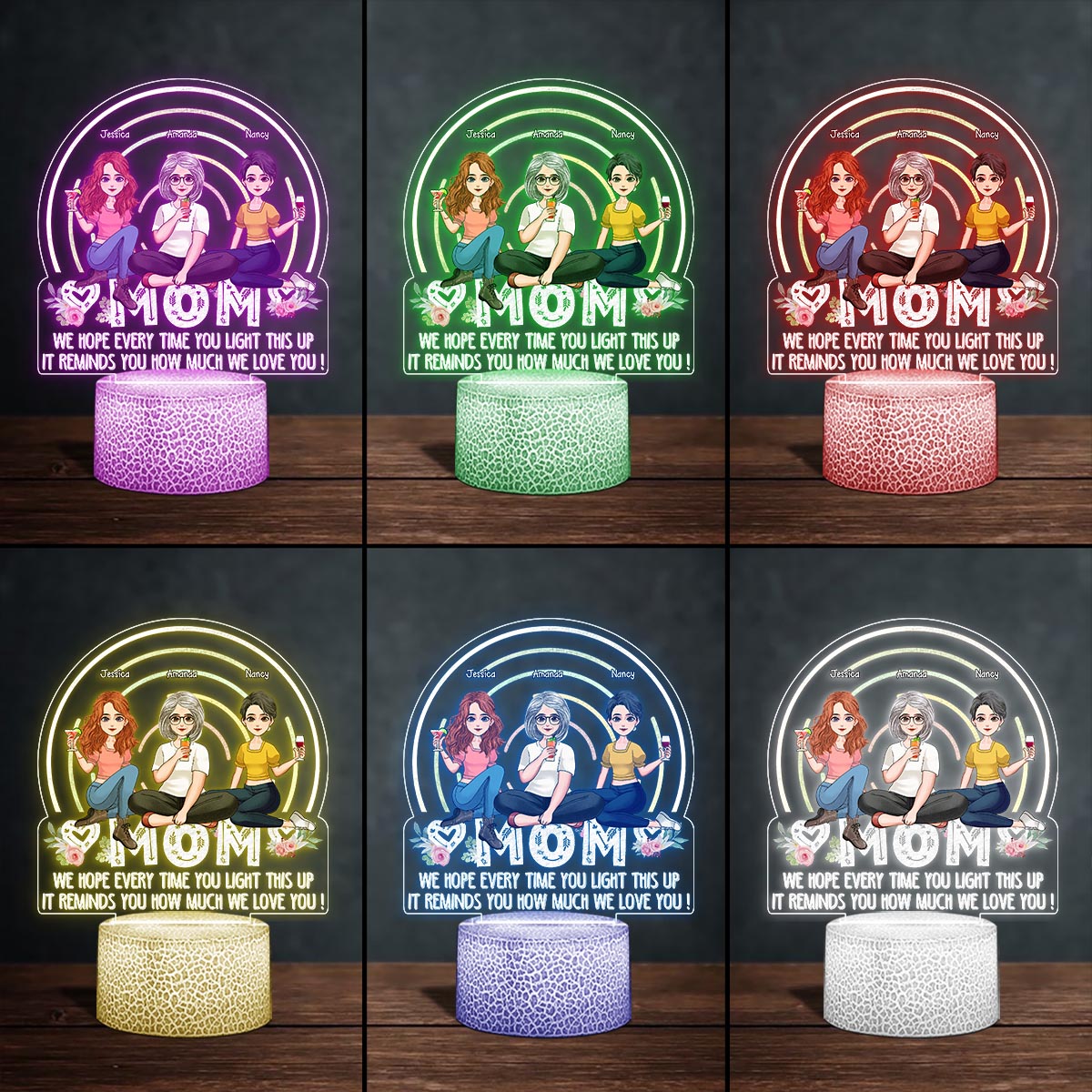 We Hope Every Time You Light - Gift for mom, grandma - Personalized Shaped Plaque Light Base