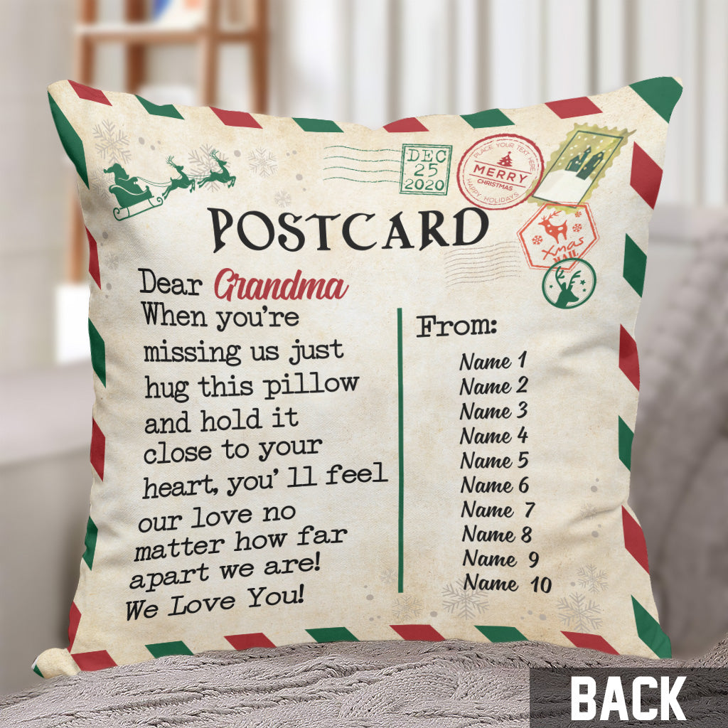 Carte postale pour grand-mère - Coussin décoratif personnalisé pour la fête des mères