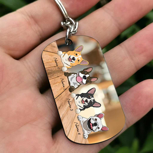 Drive Safe I Need You Here With Me - Personalized Father's Day Dog Stainless Steel Keychain