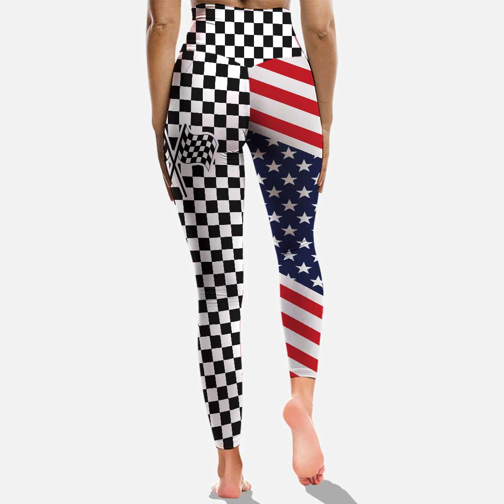 Nuits d'été et lumières des pistes de terre - Débardeur et legging de course cyclosport personnalisés pour la fête de l'Indépendance