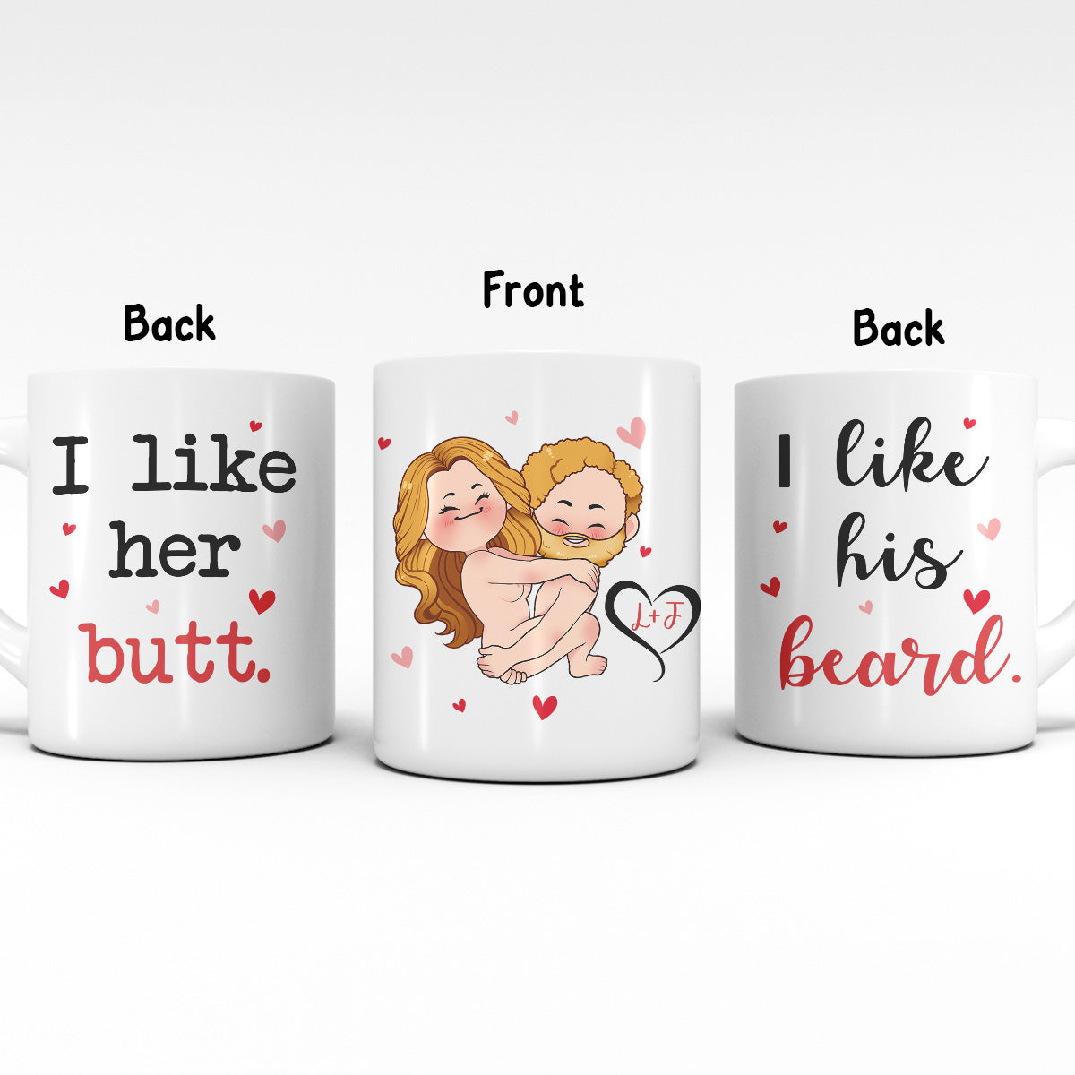 J'aime sa barbe, j'aime ses fesses - Mug personnalisé pour couple
