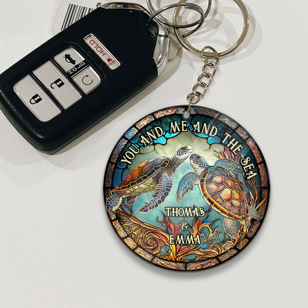 Couple de tortues colorées - Porte-clés tortue personnalisé