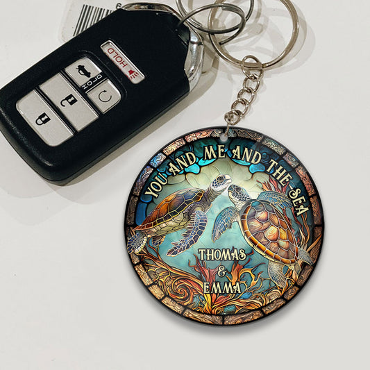 Couple de tortues colorées - Porte-clés tortue personnalisé