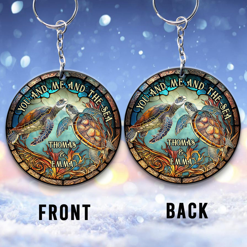 Couple de tortues colorées - Porte-clés tortue personnalisé