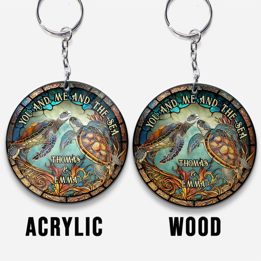Couple de tortues colorées - Porte-clés tortue personnalisé