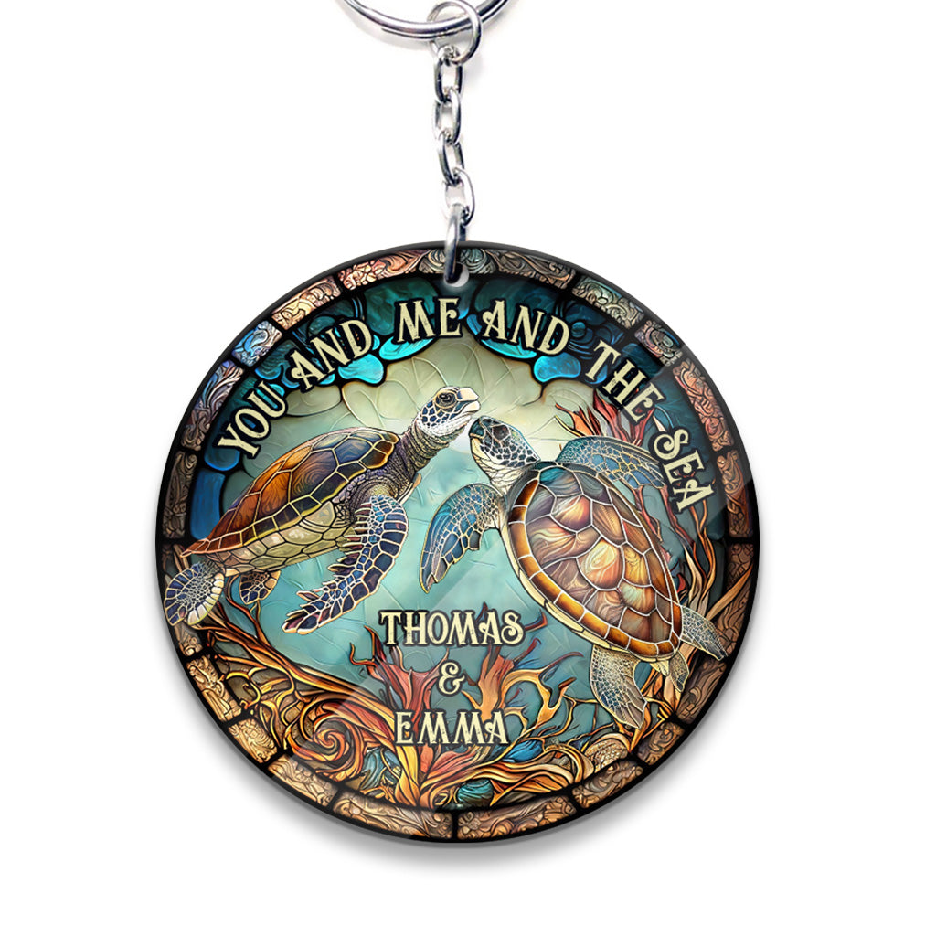 Couple de tortues colorées - Porte-clés tortue personnalisé