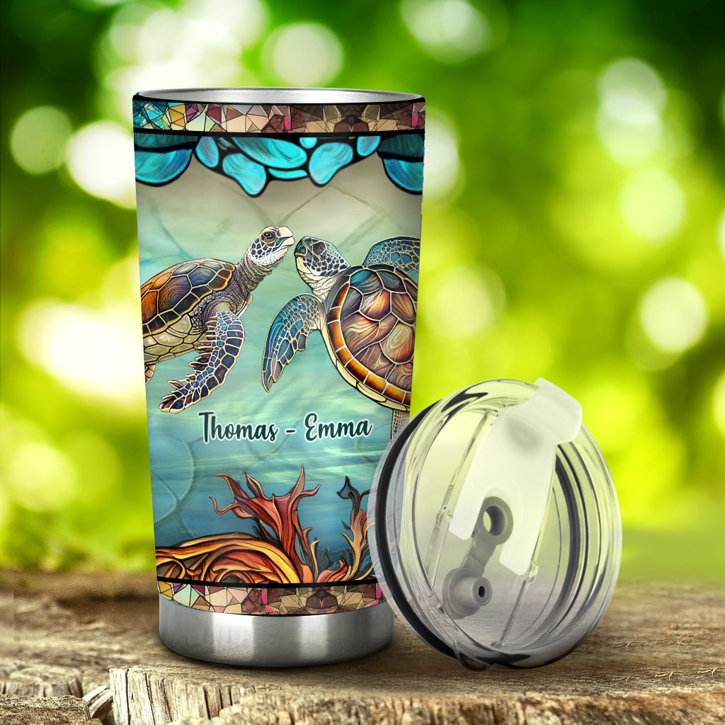 Couple de tortues colorées - Gobelet personnalisé Tortues