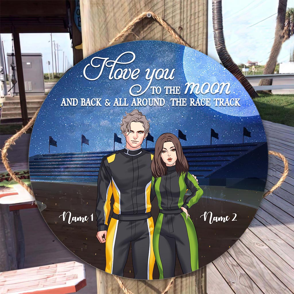 Toi et moi, on gère ! - Panneau rond en bois personnalisé pour course automobile