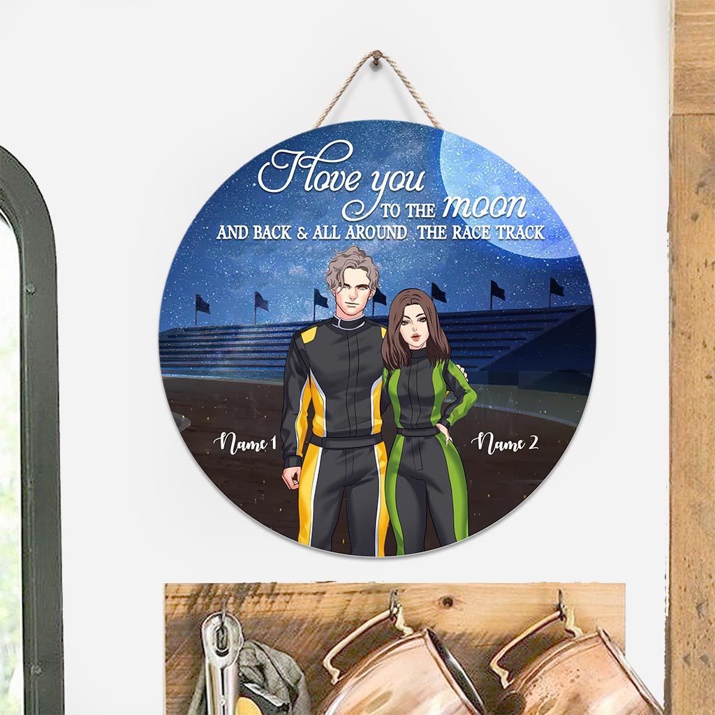 Toi et moi, on gère ! - Panneau rond en bois personnalisé pour course automobile