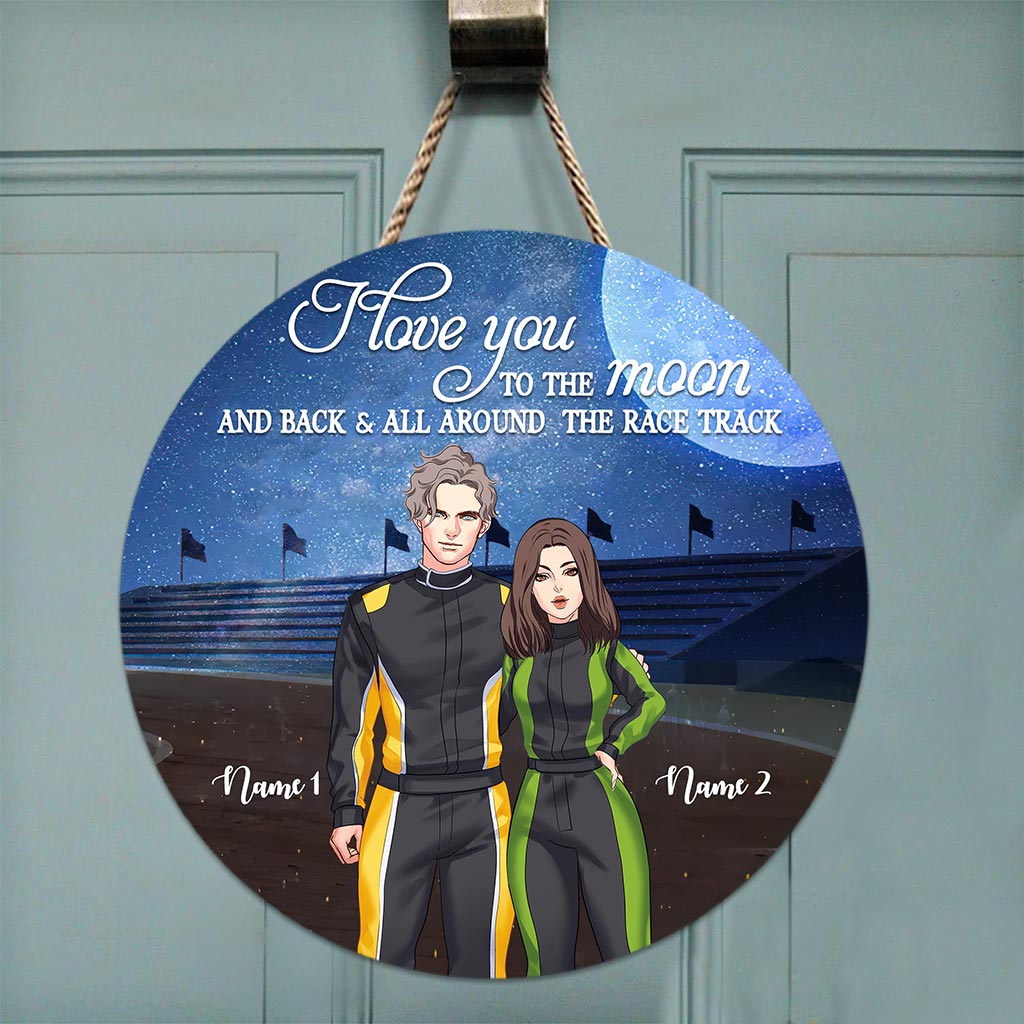 Toi et moi, on gère ! - Panneau rond en bois personnalisé pour course automobile