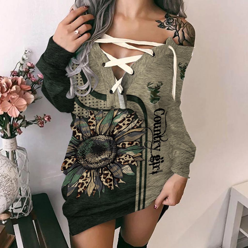Robe de chasse personnalisée à épaules dénudées et manches longues - Country Girl