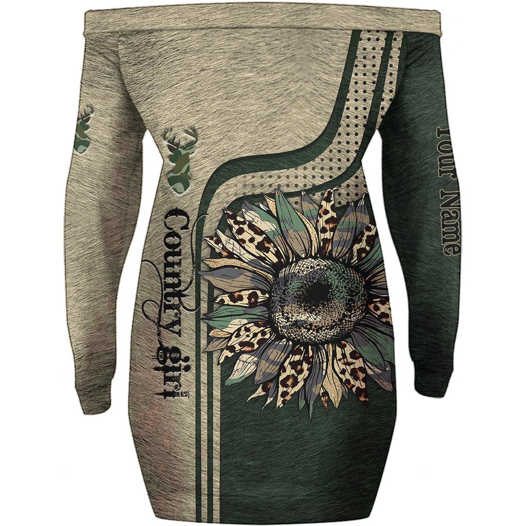 Robe de chasse personnalisée à épaules dénudées et manches longues - Country Girl