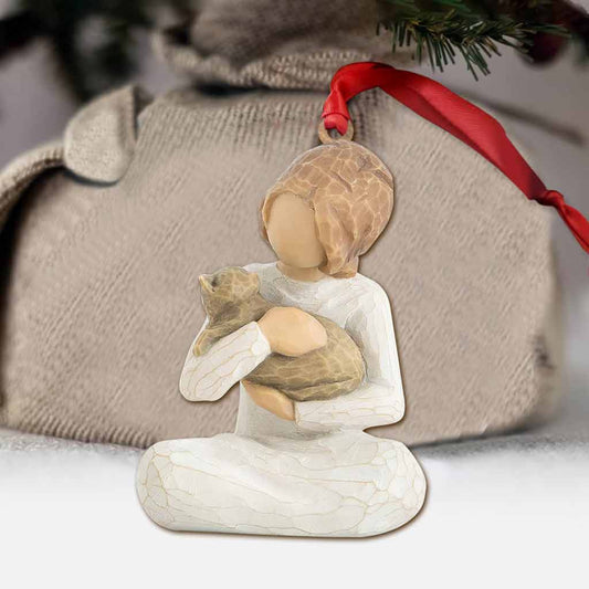 Décoration de Noël Chat et Fille (Imprimée des deux côtés)