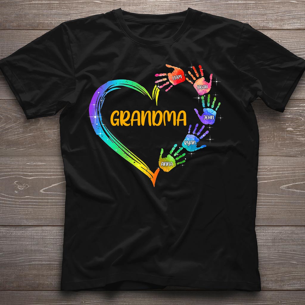 T-shirt et sweat à capuche personnalisés « Grandma Heart Prints »