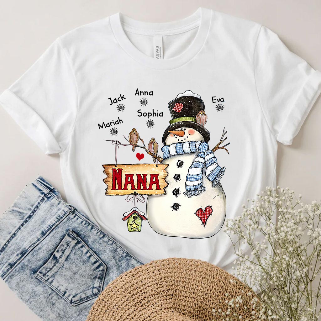 T-shirt et sweat à capuche personnalisés « Nana Snowman » pour grand-mère