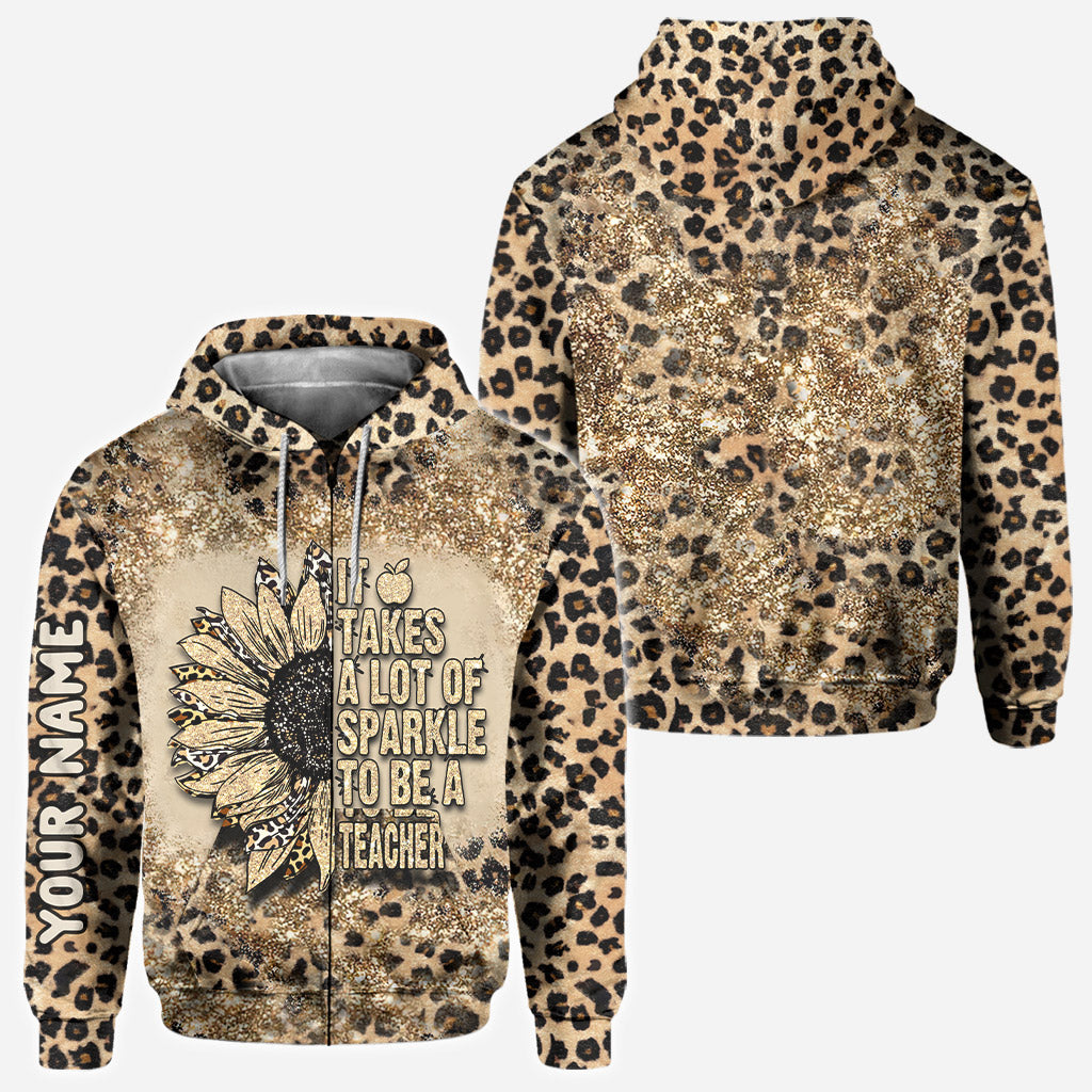 Devenez enseignant(e) ! T-shirt et sweat à capuche personnalisés avec imprimé à paillettes.