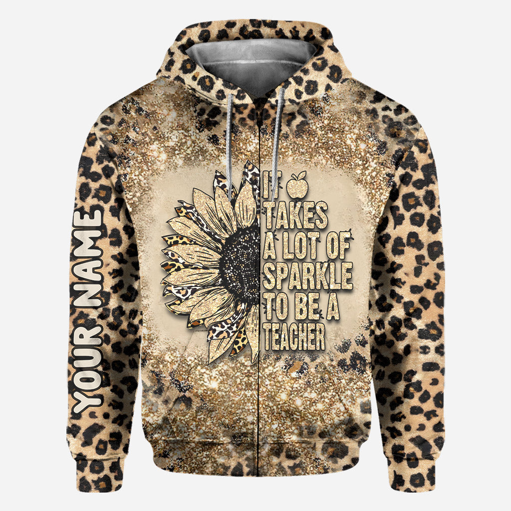 Devenez enseignant(e) ! T-shirt et sweat à capuche personnalisés avec imprimé à paillettes.