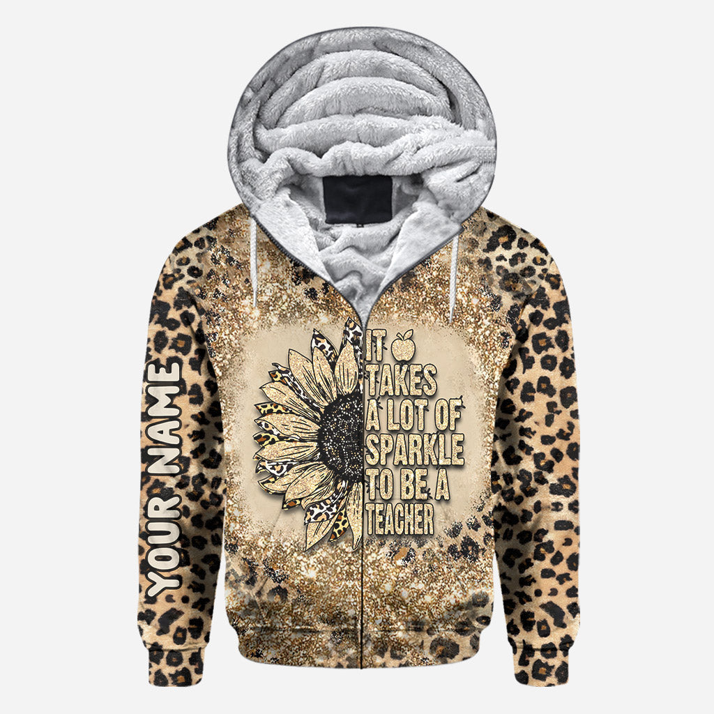 Devenez enseignant(e) ! T-shirt et sweat à capuche personnalisés avec imprimé à paillettes.