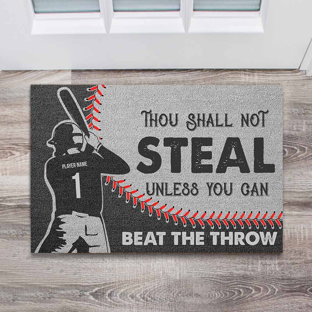 Thou Shall Not Steal - Personalized Baseball Doormat
