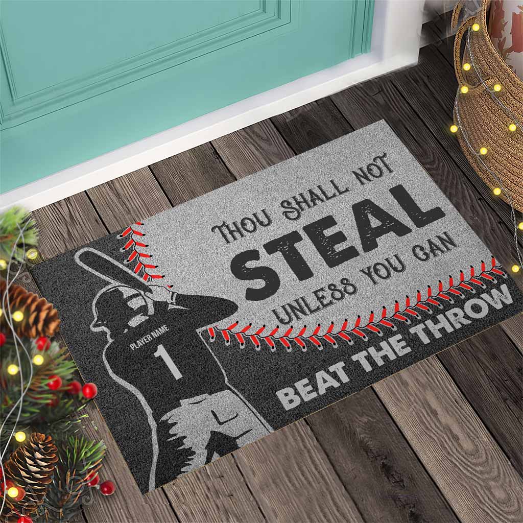 Thou Shall Not Steal - Personalized Baseball Doormat