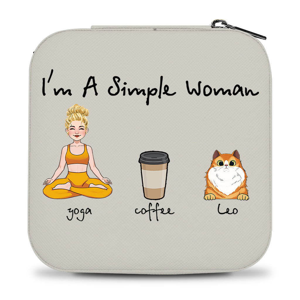 Je suis une femme simple - Cadeau de yoga pour les amoureux des chiens et des chats - Coffret à bijoux personnalisé