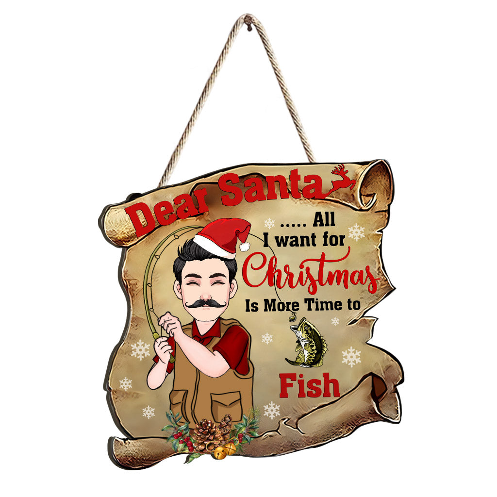 Dear Santa - Personalized Fishing Wood Sign