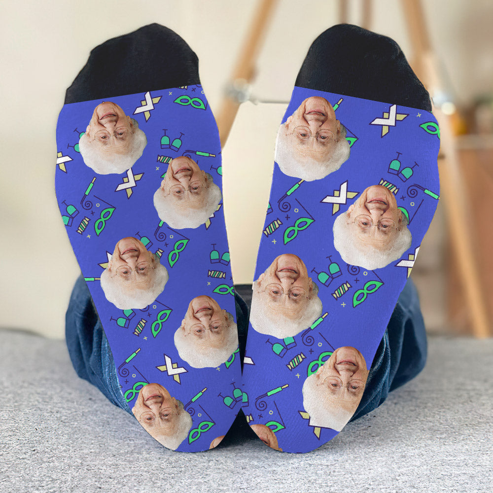 Chaussettes personnalisées pour grand-mère à motif de fête personnalisé