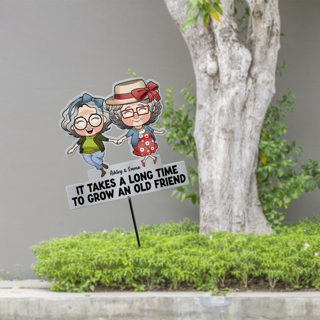 Il faut du temps pour faire grandir une vieille amie - Décoration de jardin personnalisée en métal « Meilleure amie »