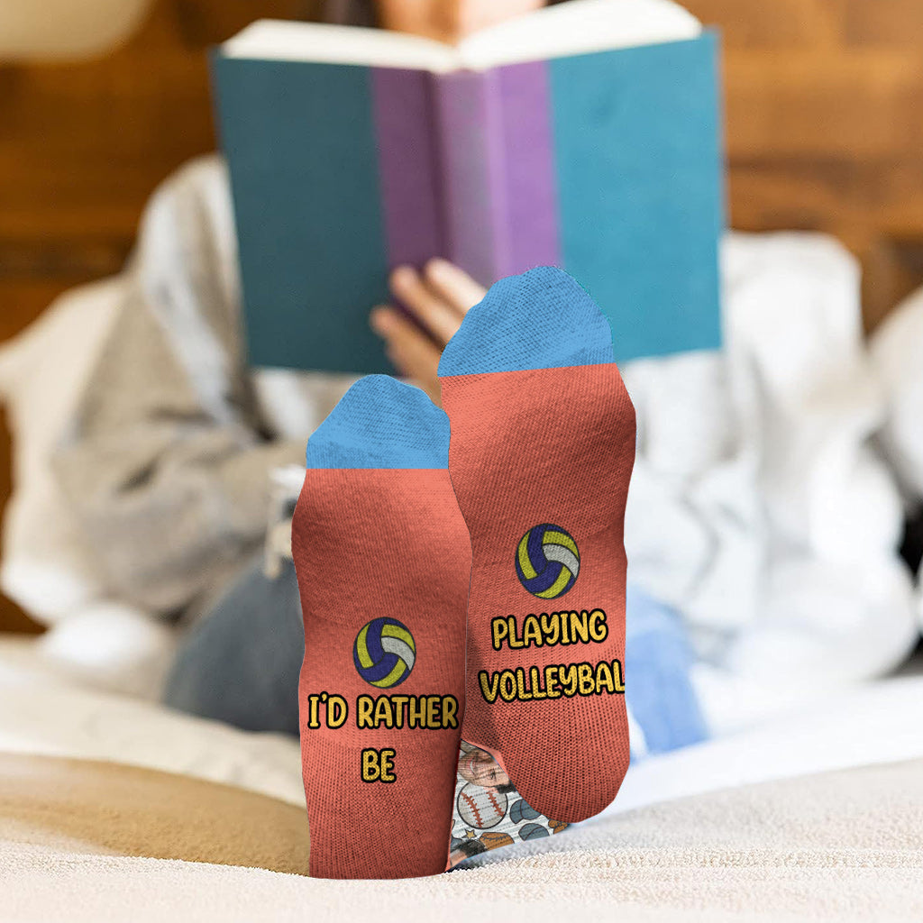 Je préférerais jouer au volley-ball - Chaussettes de volley-ball personnalisées