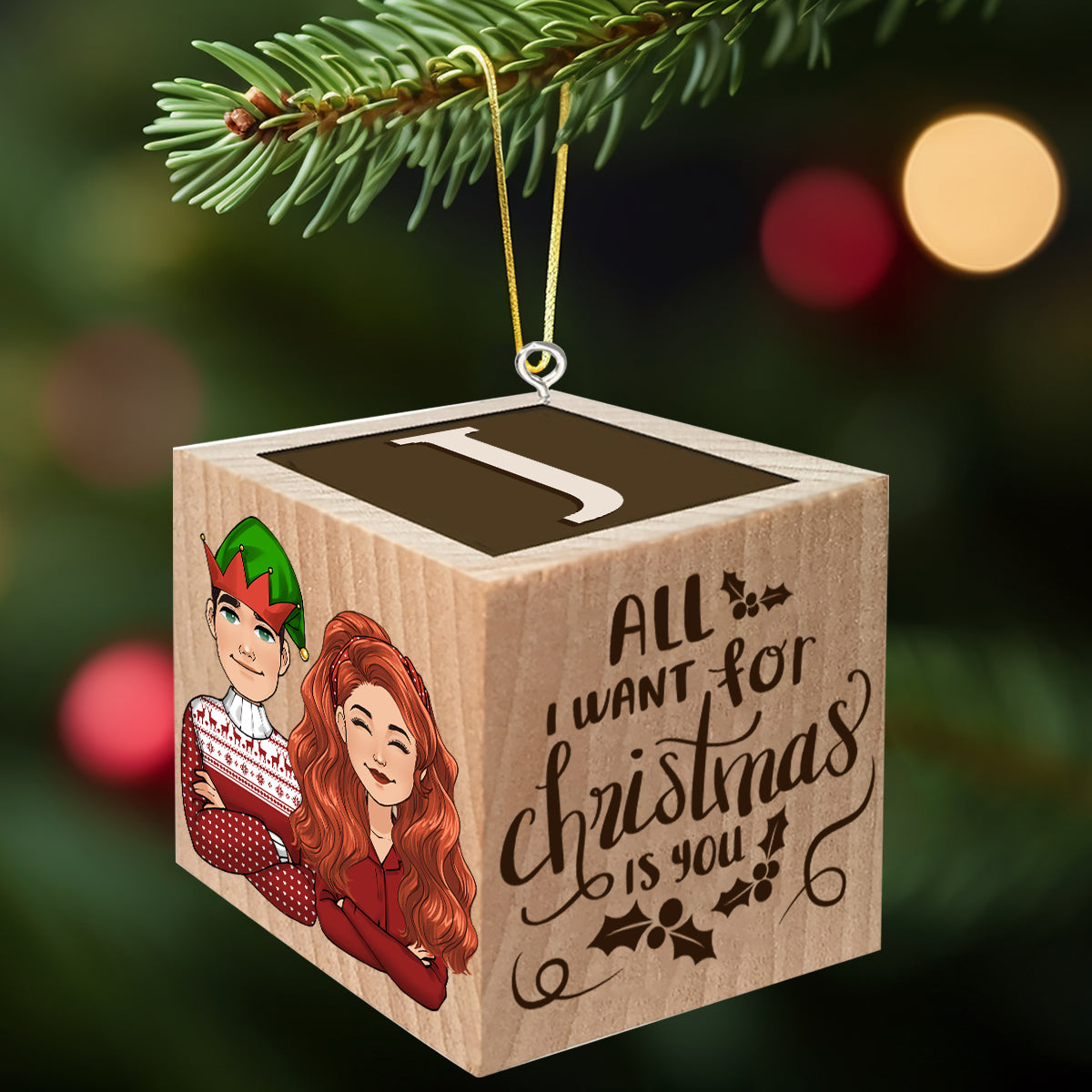 All I Want For Christmas Is You Block Ornament - gift for girlfriend, boyfriend, wife, husband - Personalized Block Ornament