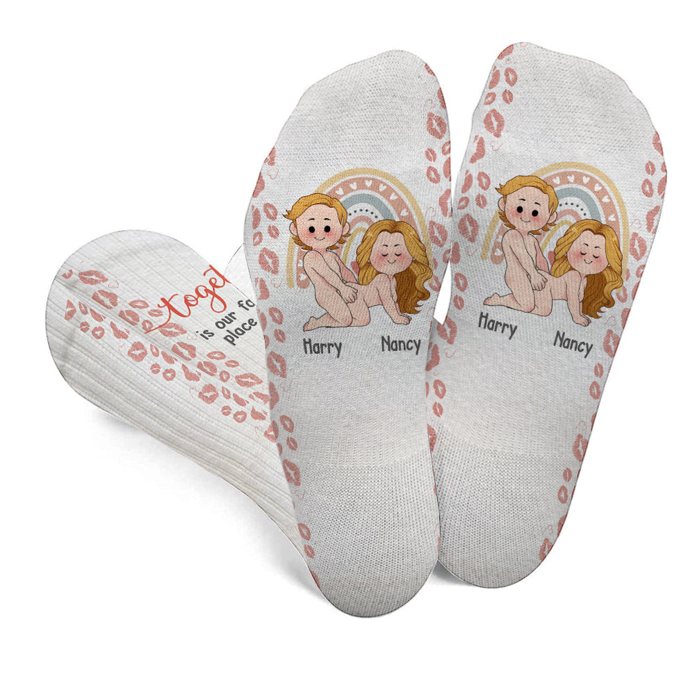 Être ensemble, c'est notre endroit préféré - Chaussettes personnalisées pour couples