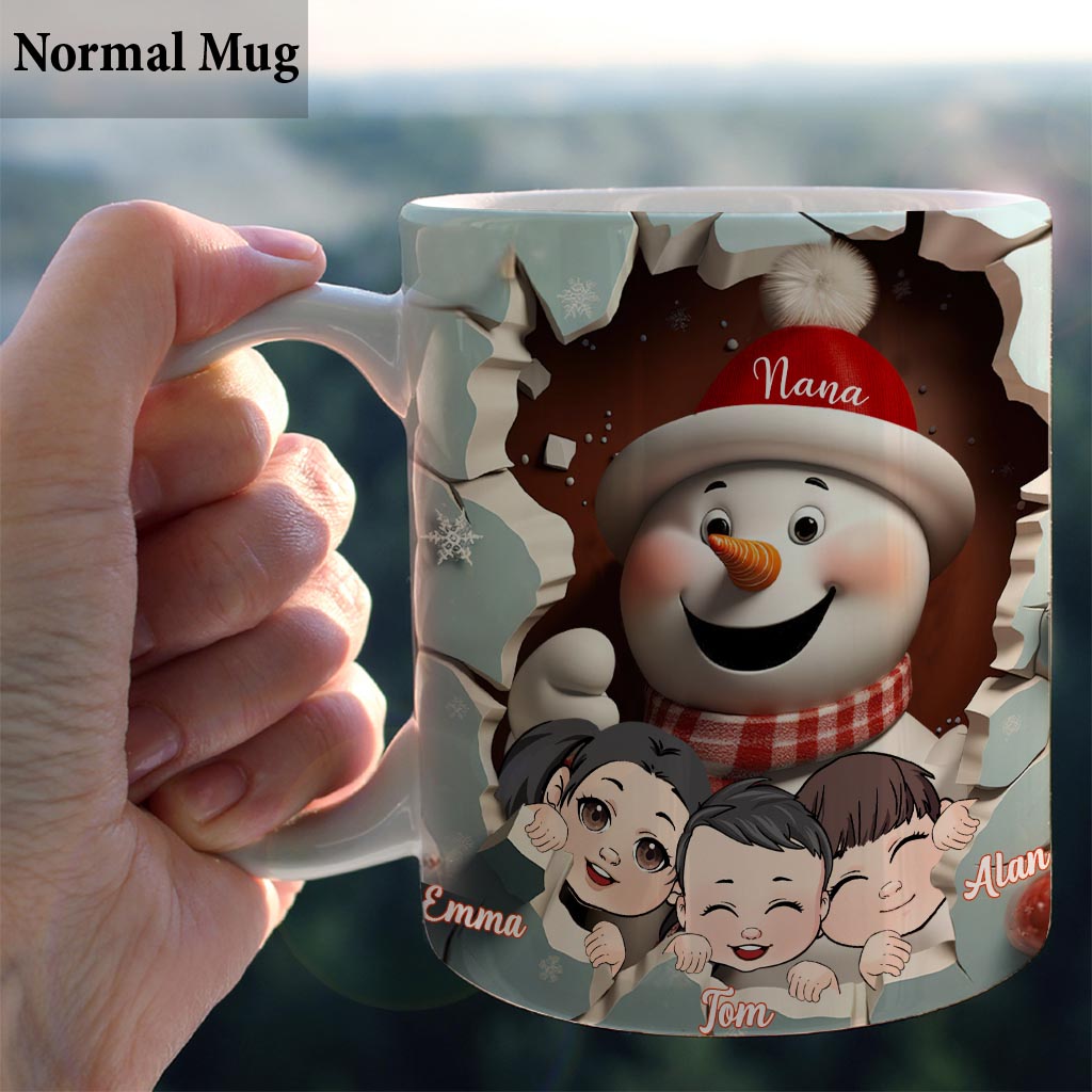 Grand-mère/Mamie/Mimi/Gigi... - Mug personnalisé Bonhomme de neige