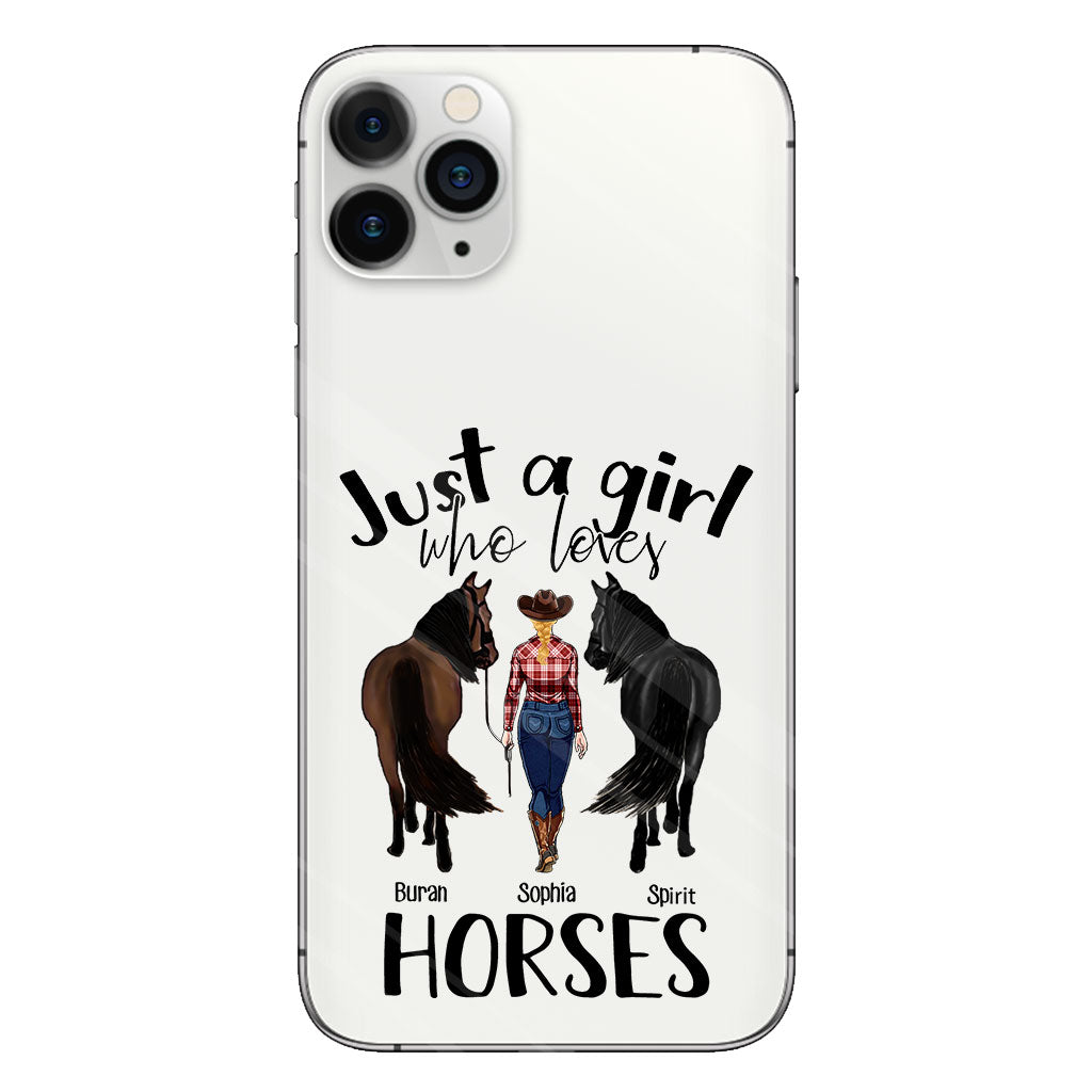 Juste une fille qui aime les chevaux - Coque de téléphone transparente personnalisée avec motif cheval