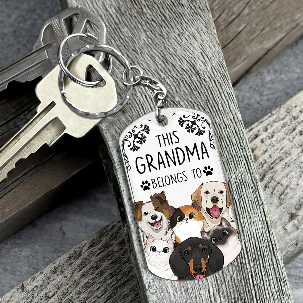 Ce porte-clés « Ce chien appartient à » - Cadeau pour amoureux des chats - Porte-clés personnalisé en acier inoxydable