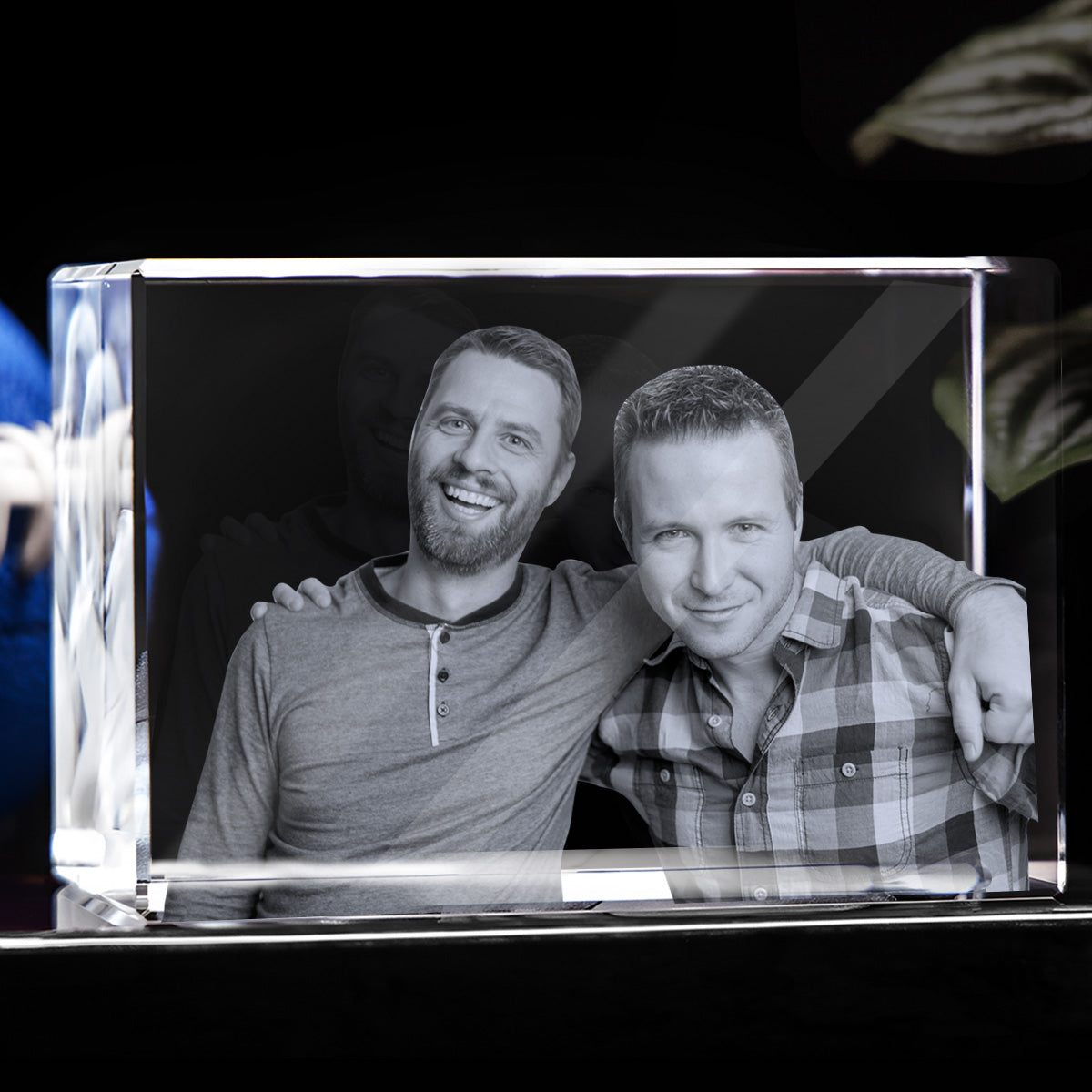 Lampe en cristal 3D cubique gravée au laser avec photo personnalisée pour votre petit-fils