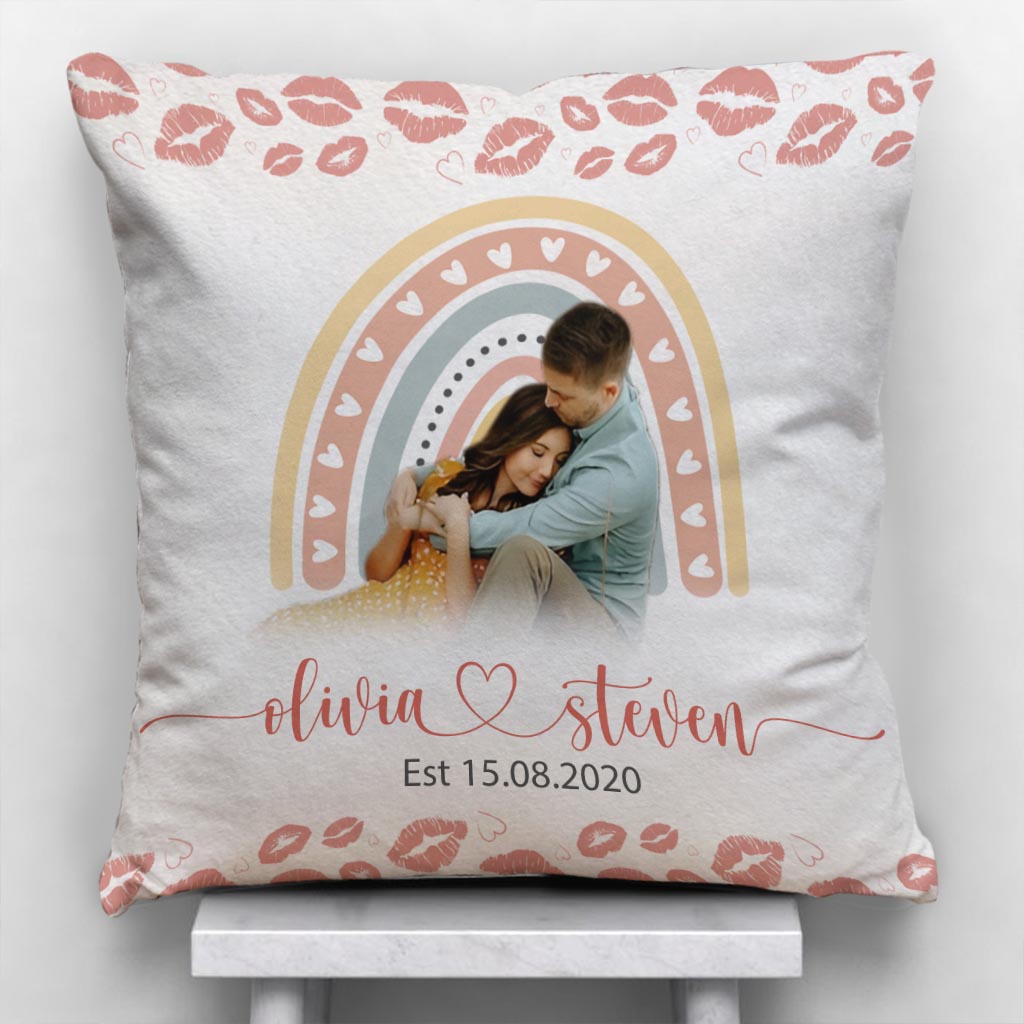 Coussin décoratif personnalisé pour couple - Cadeau d'anniversaire de mariage, de jeunes mariés ou de fiançailles