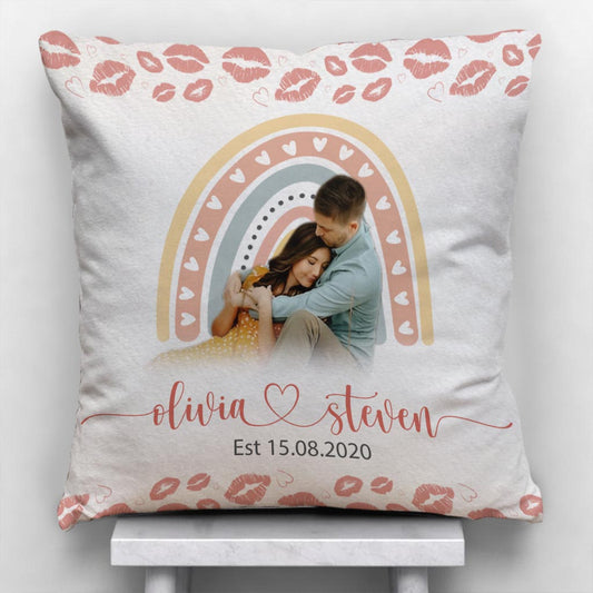 Coussin décoratif personnalisé pour couple - Cadeau d'anniversaire de mariage, de jeunes mariés ou de fiançailles