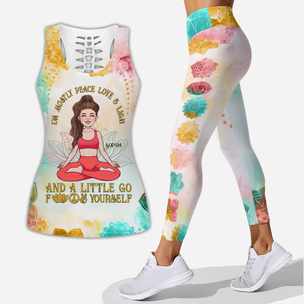 Je suis avant tout paix, amour et lumière - Débardeur et legging de yoga personnalisés -