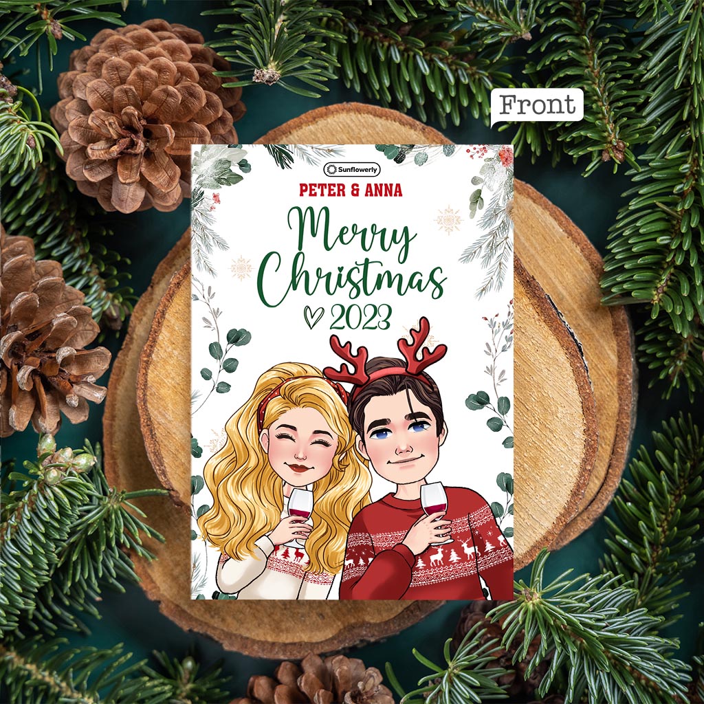 Carte de Noël personnalisée avec portraits - Carte de vœux QR personnalisée